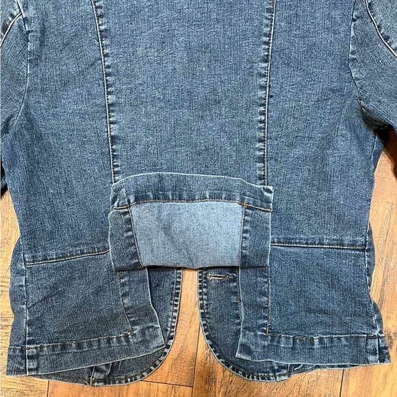 OTB stretch Jean blazer Y2K button up fitted dark wash denim vintage size med - Picture 16 of 16